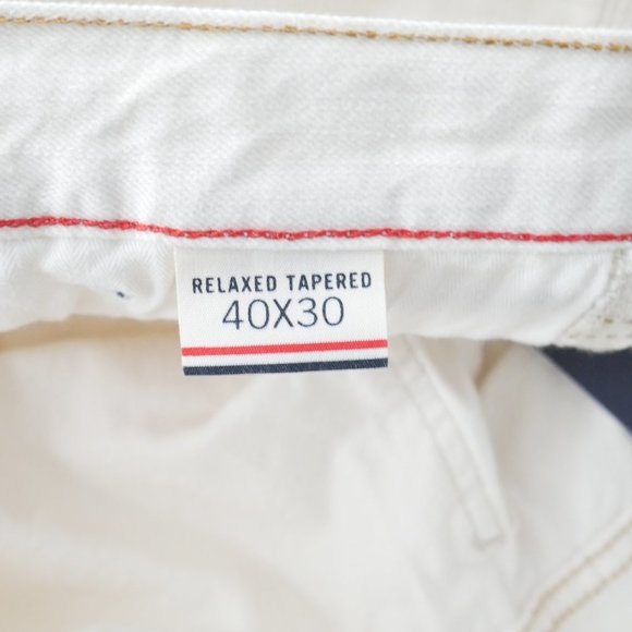 Tommy Hilfiger Relaxed Fit Tapered Leg Carpenter Jeans Off White Mens Size 40x30 - Picture 11 of 12